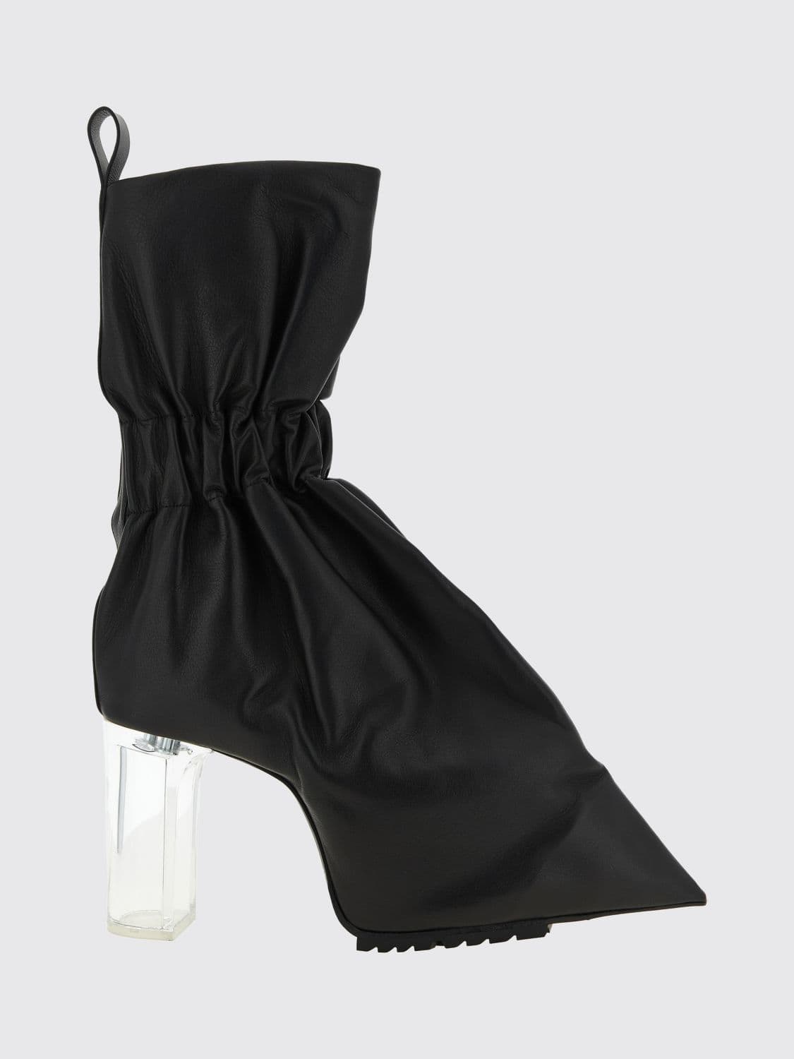 Rick Owens Calfskin Leather Knee-High Boots with Square High Heel