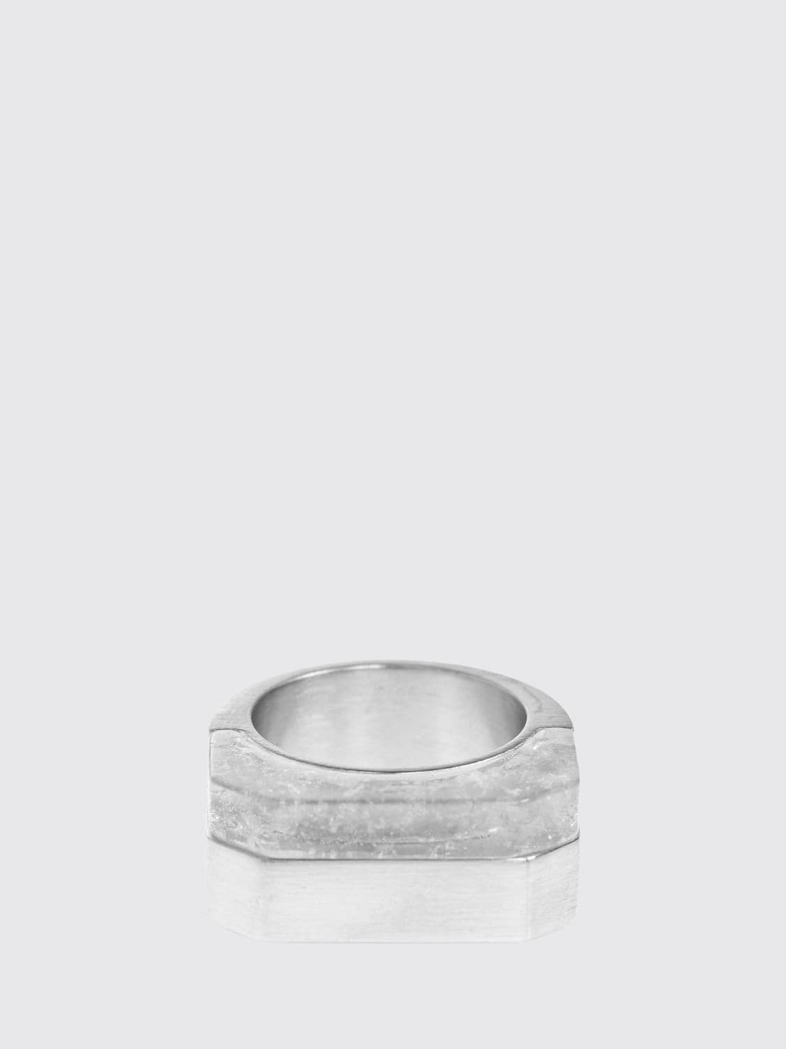 Rick Owens Hollywood Ring in Silver-Tone Brass with Engraved Logo