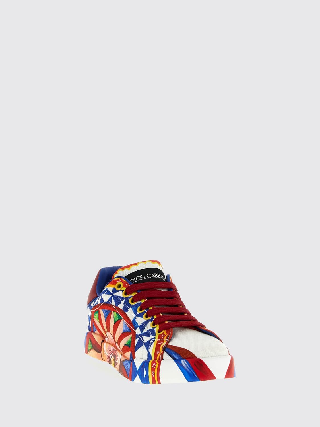 Dolce & Gabbana Portofino Canvas Sneakers with Carretto Siciliano Print