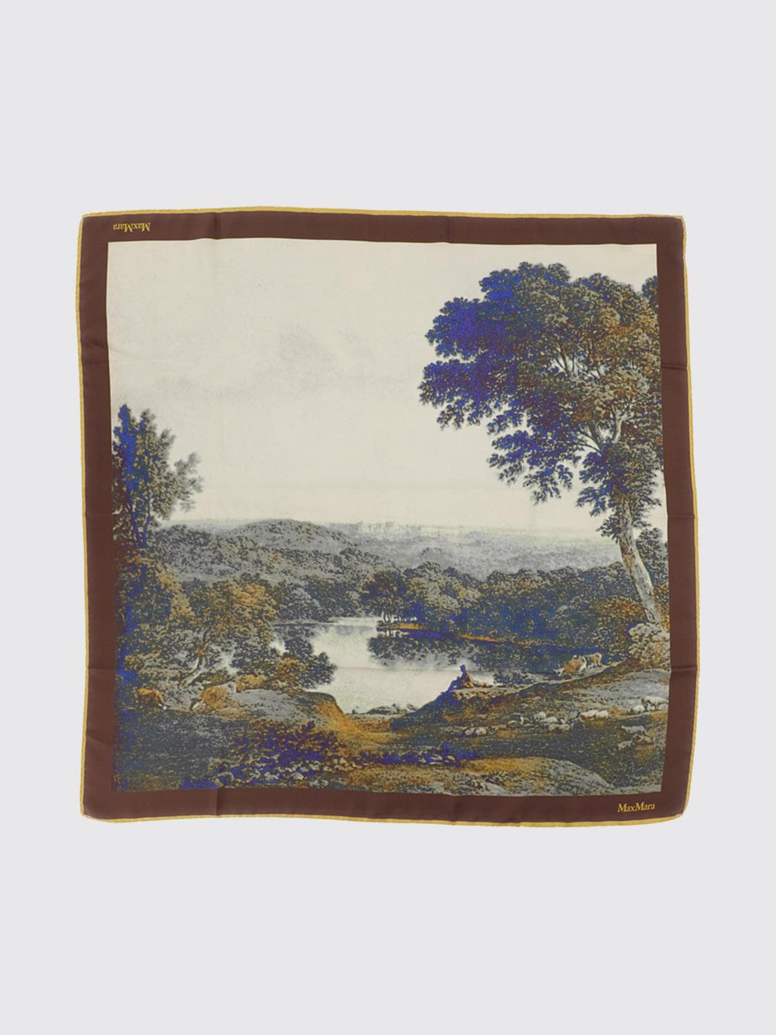 Max Mara Square Pure Silk Scarf with Graphic Print