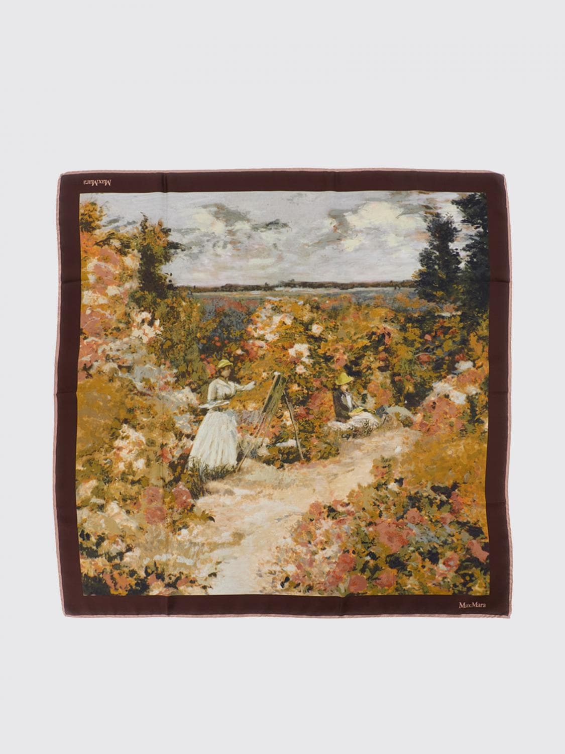 Max Mara Square Pure Silk Scarf with Graphic Print