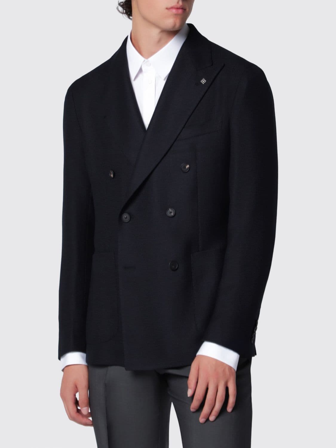 Tagliatore Double-Breasted Short Coat in Super 100's Virgin Wool