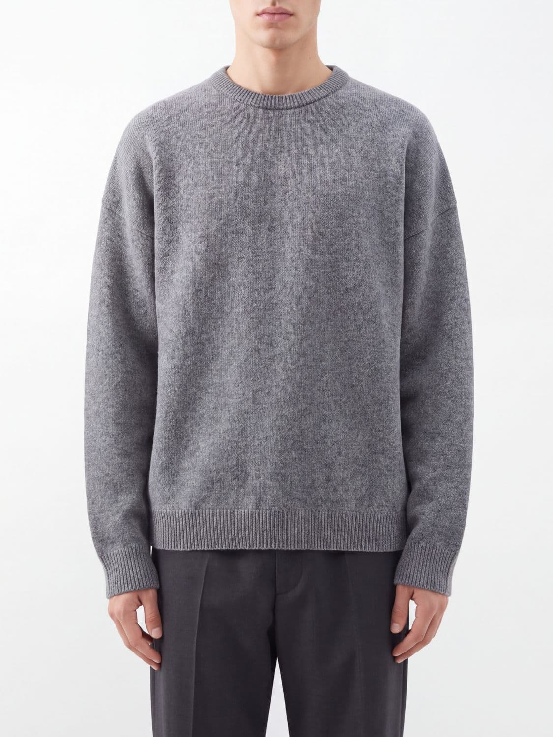 Balenciaga Crewneck Wool Sweater with Dropped Shoulders and Regular Fit