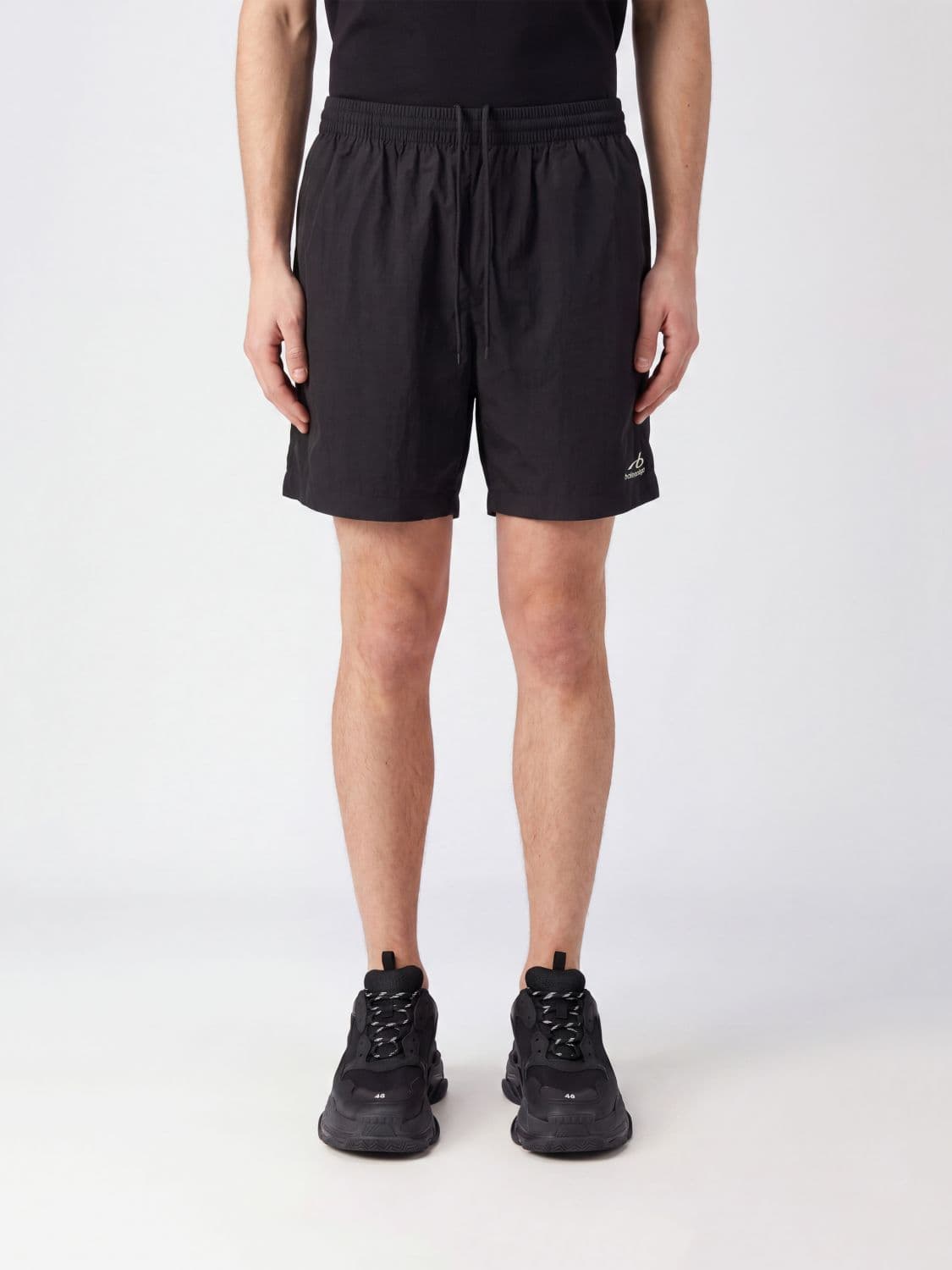 Balenciaga Slim Fit Jogging Shorts in Technical Fabric with Contrast Logo
