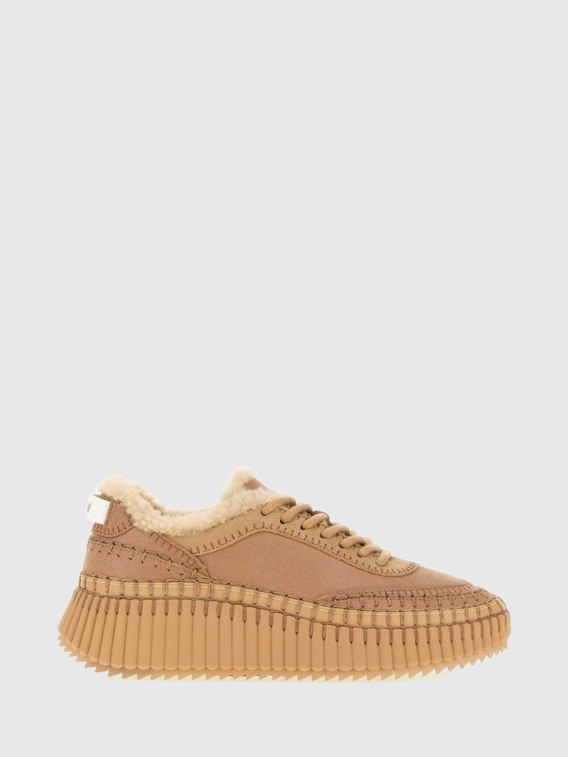 Chloé Nama Suede Platform Trainers with Shearling Lining