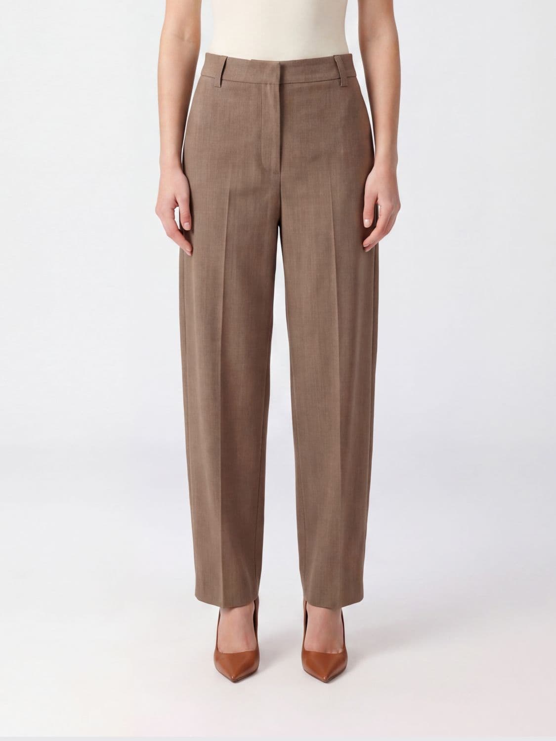 Liu Jo Mid-Rise Pleated Wide-Leg Trousers in Viscose Blend