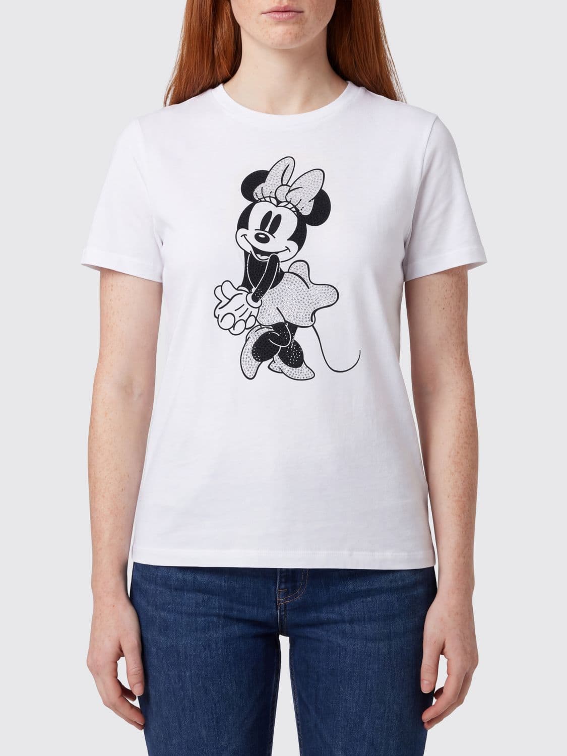 Liu Jo Cotton T-Shirt with Contrast Disney Print