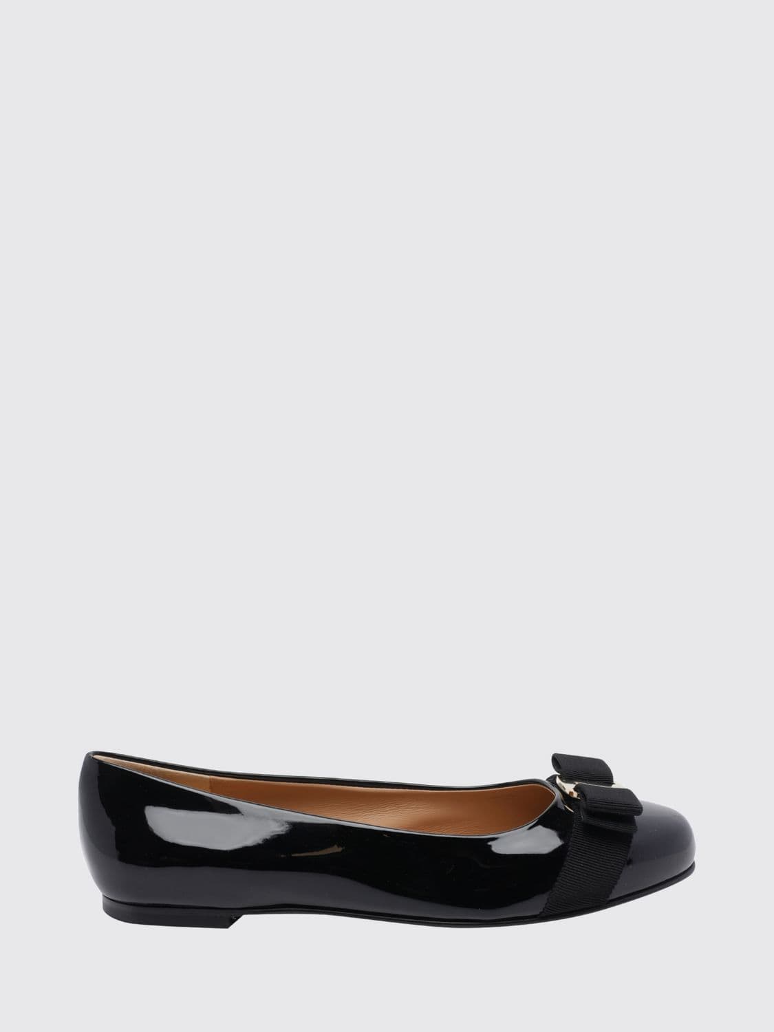 Ferragamo Patent Leather Varina Ballet Flats with Iconic Bow