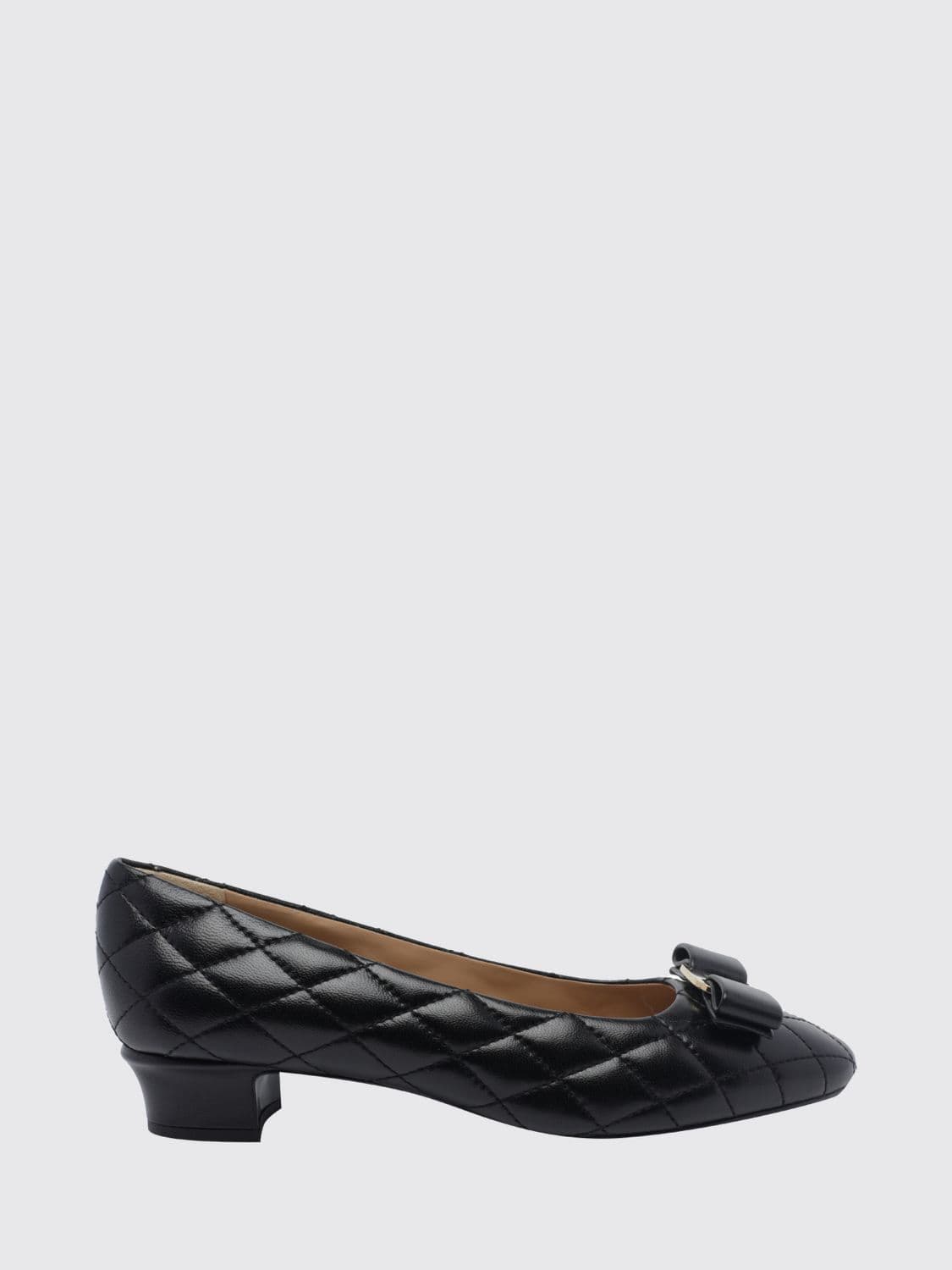 Ferragamo Vara Low-Heeled Court Shoes in Quilted Nappa Leather