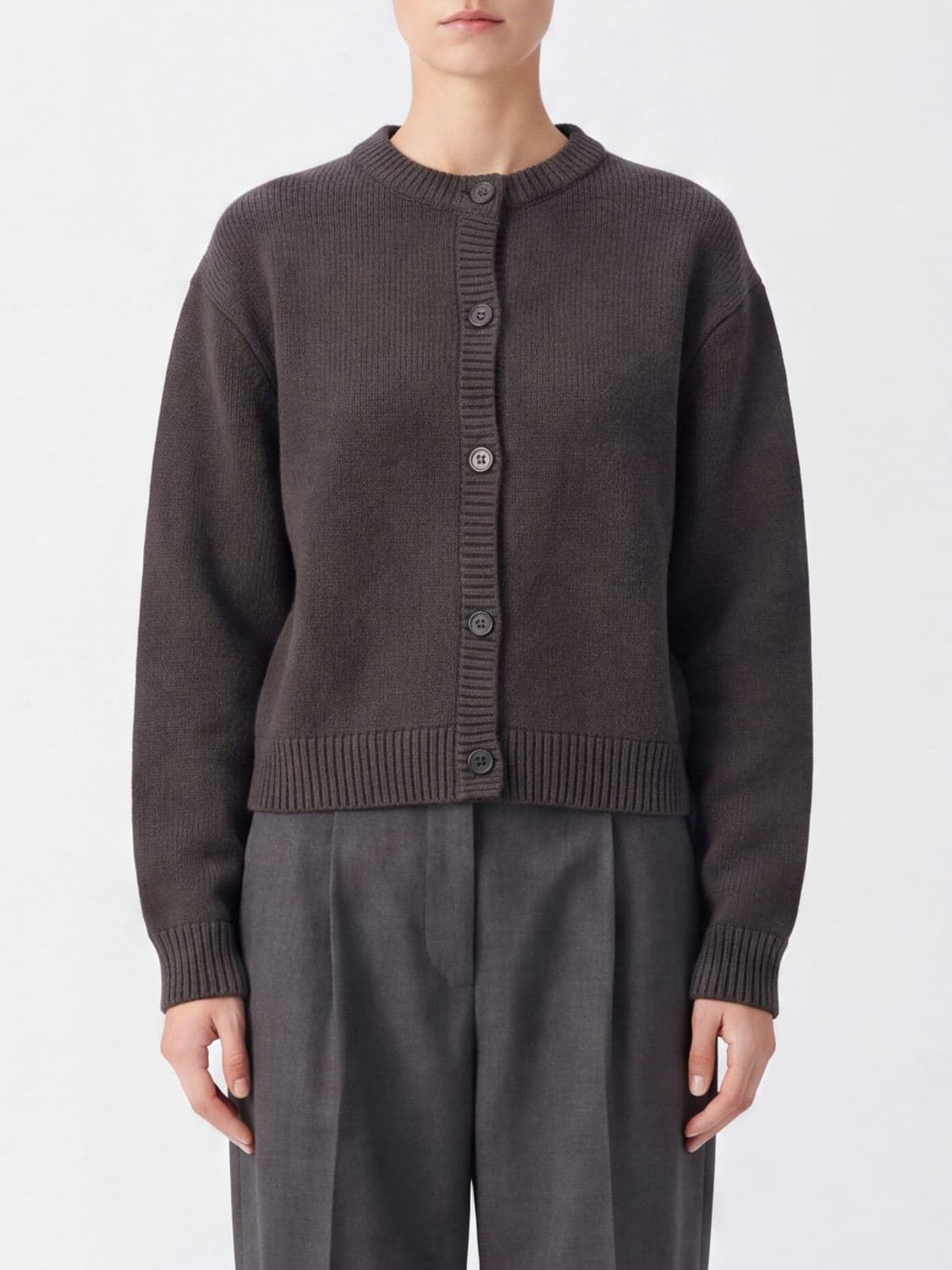 Lisa Yang Pure Cashmere Crewneck Cardigan with Button Closure