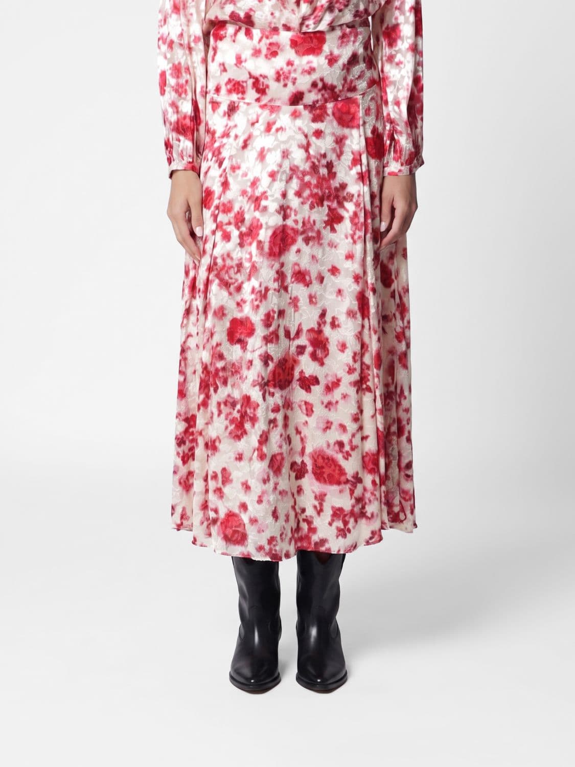 Isabel Marant Hilza Flared Midi Skirt in Floral Silk Georgette · 36
