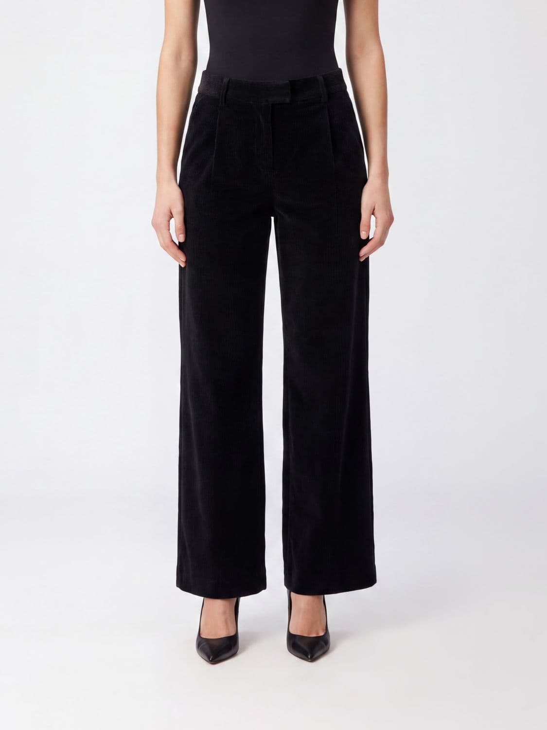 Brunello Cucinelli Wide-Leg Velvet Tailored Trousers with Monili Embroidery
