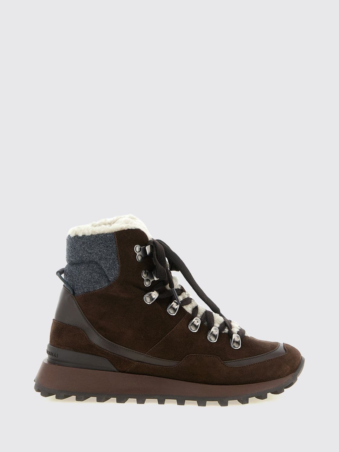 Brunello Cucinelli Calfskin Suede Hiking Boots with a Padded Ankle Collar