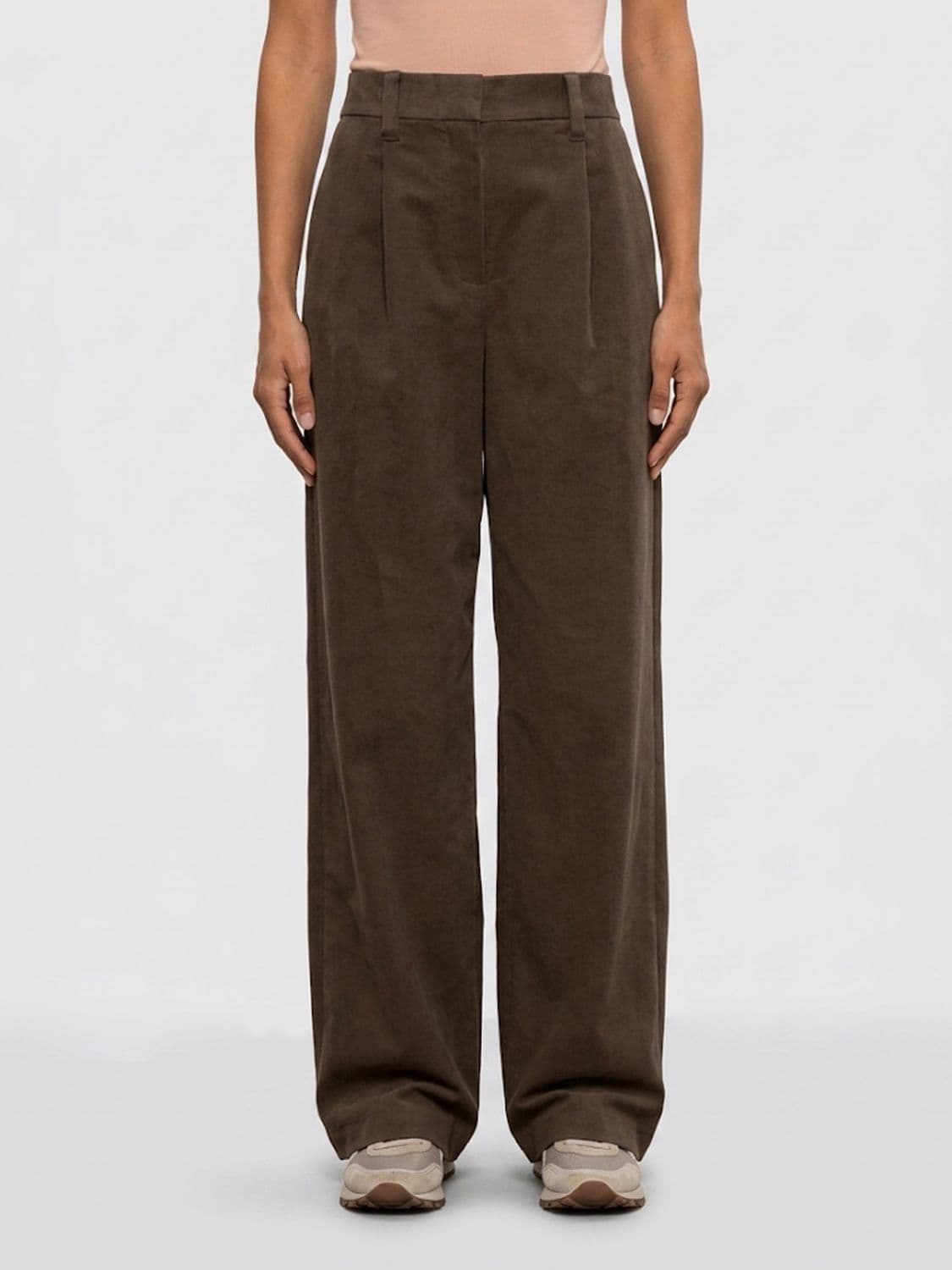 Brunello Cucinelli Wide-Leg 100% Cashmere Tailored Trousers with Monili
