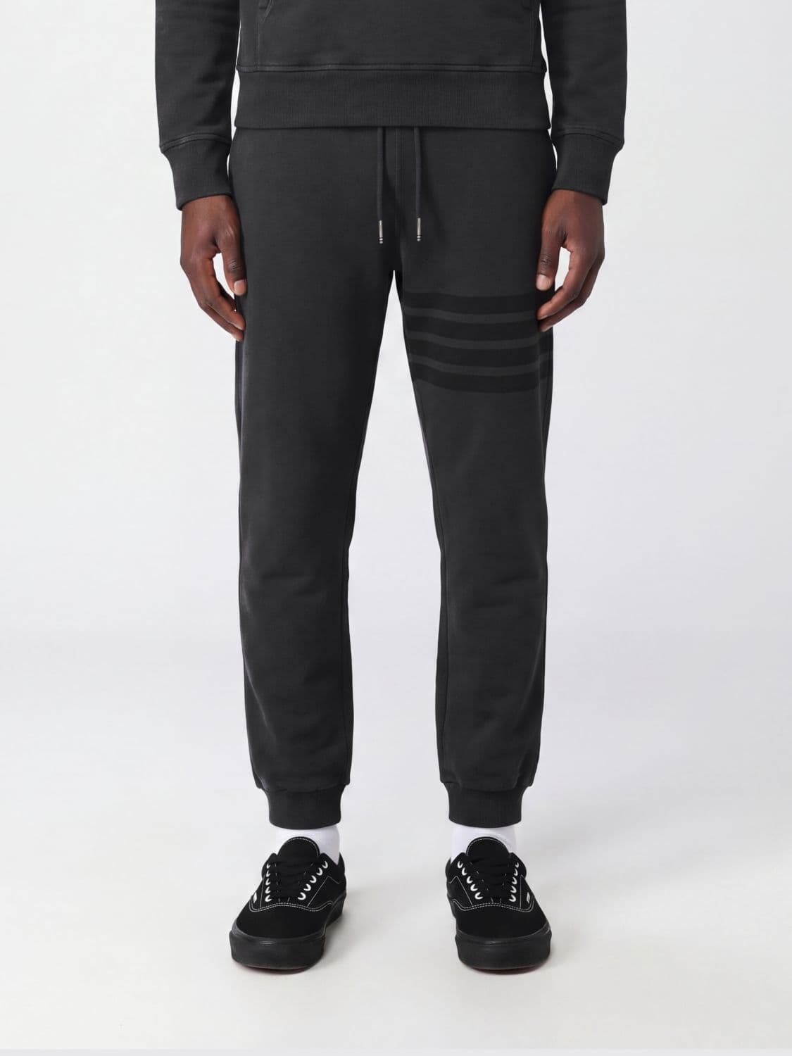 Thom Browne Slim Fit Cotton Jogging Trousers with 4-Bar Detail