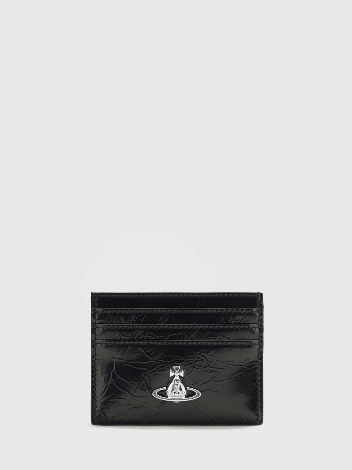 Vivienne Westwood Crinkled-Effect Leather Card Holder with Orb Logo · OS