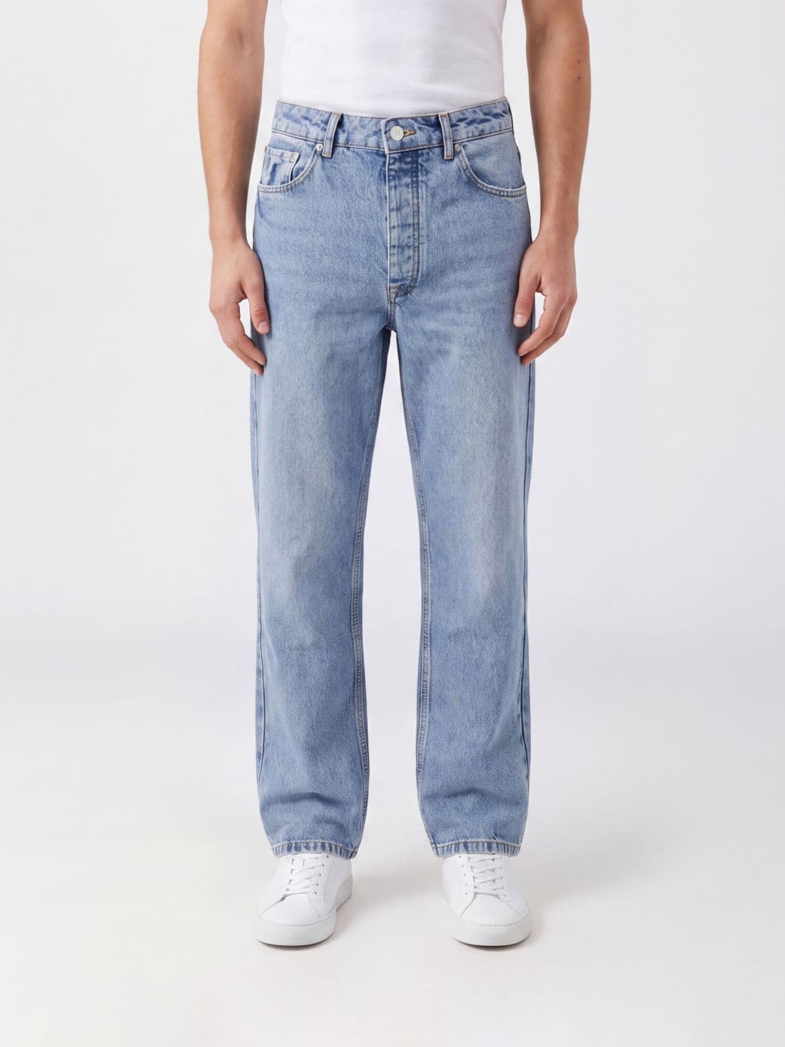 Represent Mid-Rise Wide Leg Jeans in Cotton Denim