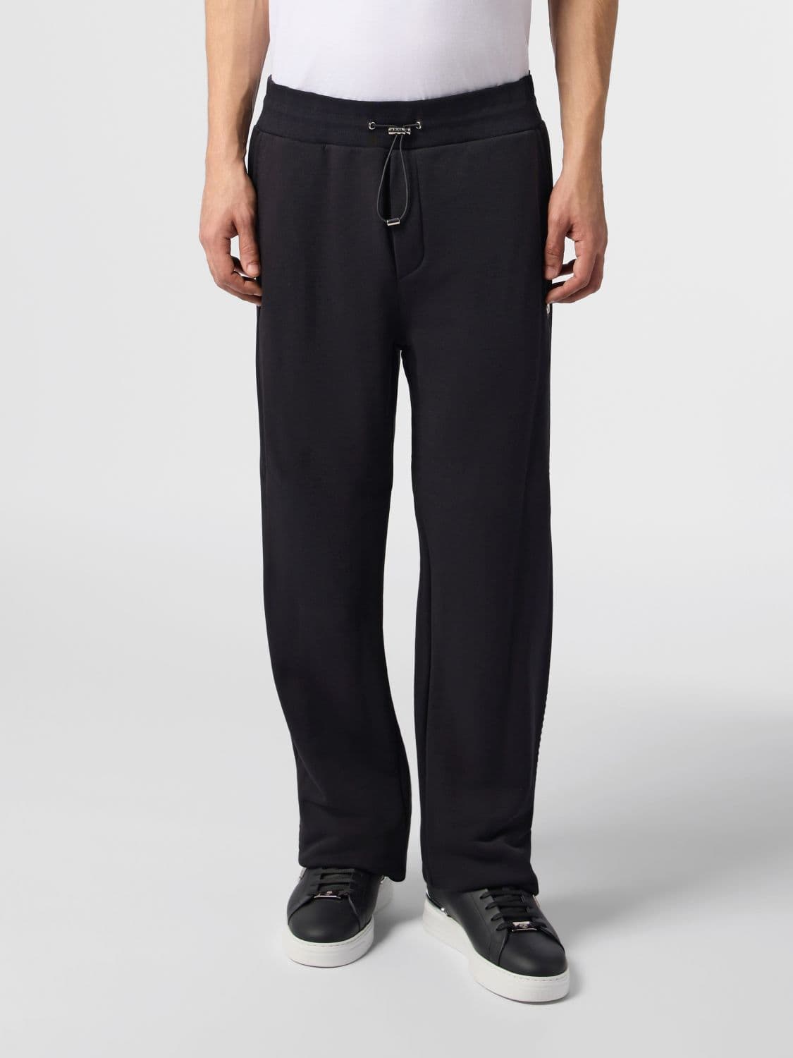 Philipp Plein Wide Leg Jersey Jogging Trousers with Hexagon Logo
