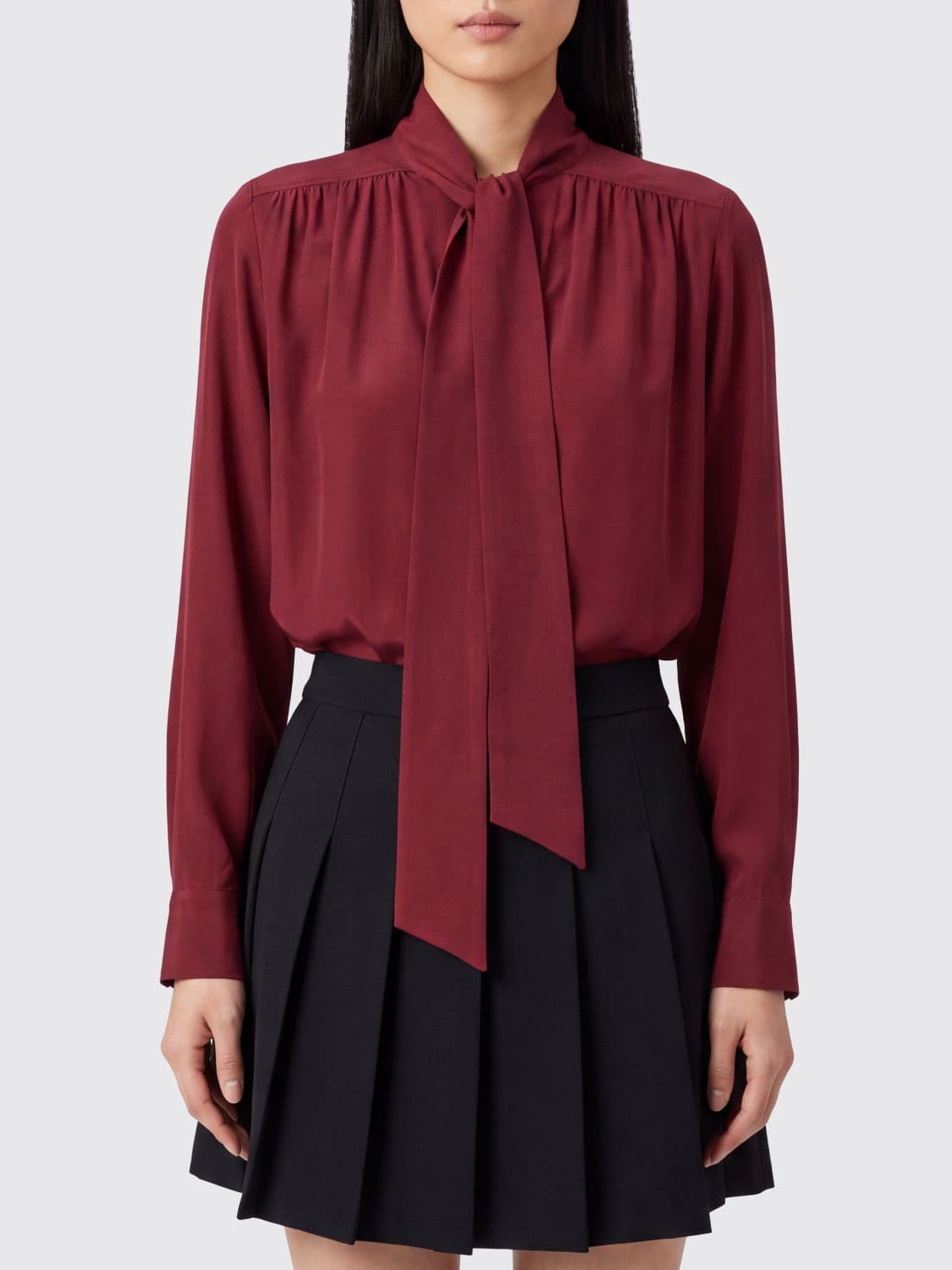 Jacob Cohen Pussy-Bow Neck Pure Silk Blouse with Long Sleeves