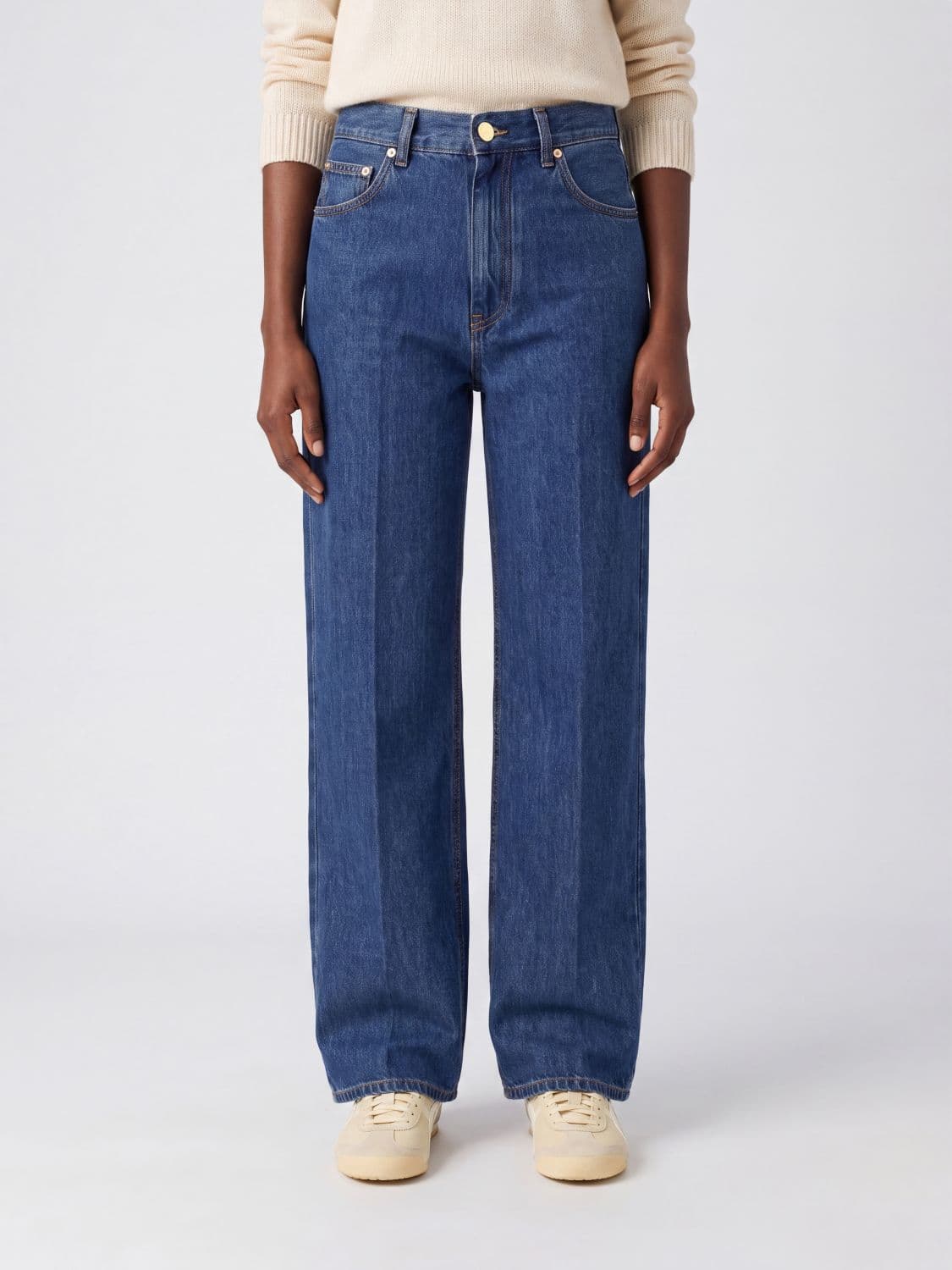 Darkpark High-Waisted Wide-Leg Five-Pocket Jeans in Denim