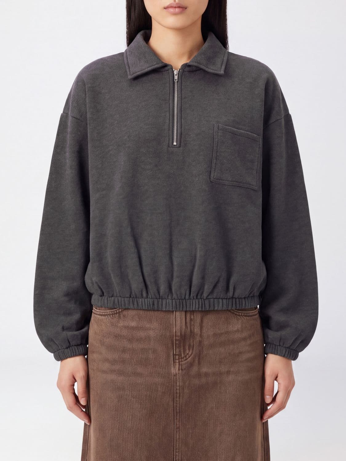 Darkpark Relaxed Fit Cotton Polo Sweatshirt with Zip and Dropped Shoulders