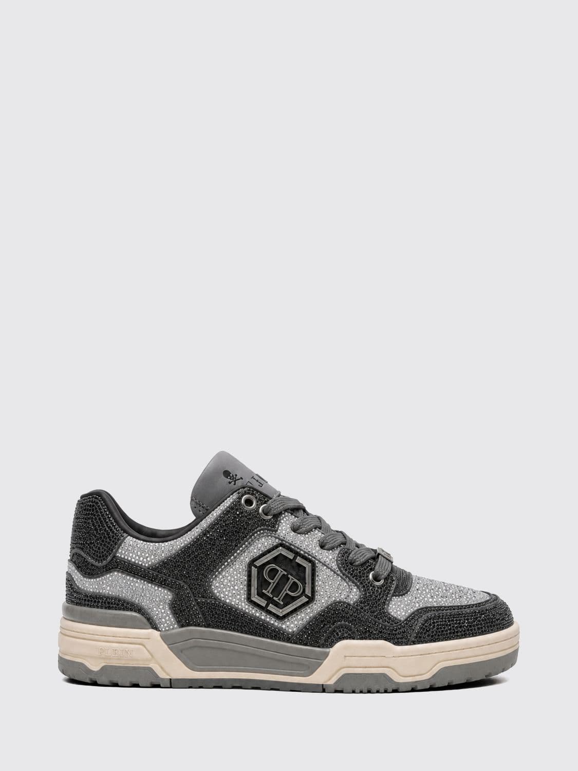 Philipp Plein Predator V2 Leather Trainers with Crystals and Hexagon Logo