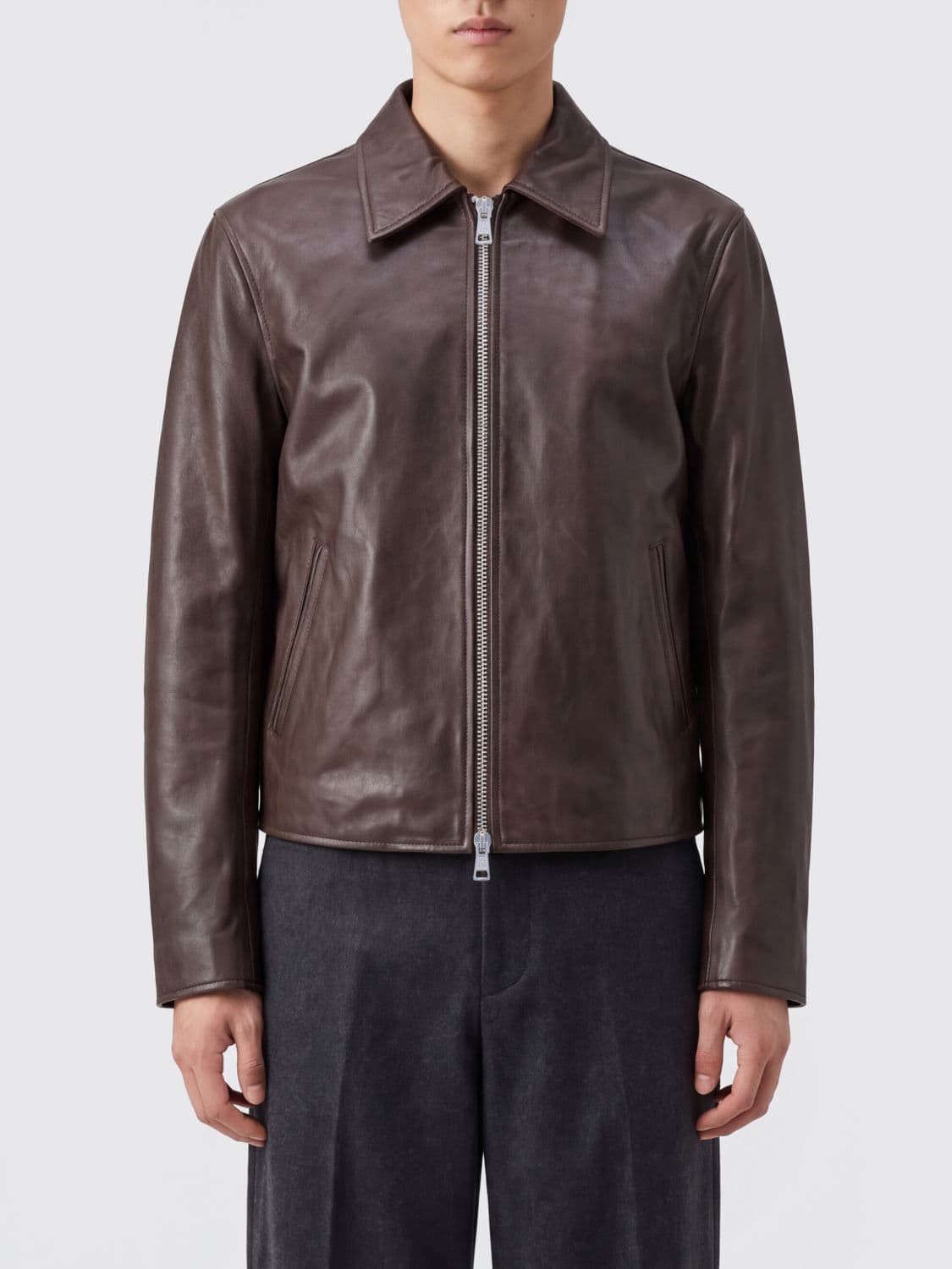 Our Legacy Smooth Cowhide Leather Jacket with Zip Closure and Side Pockets