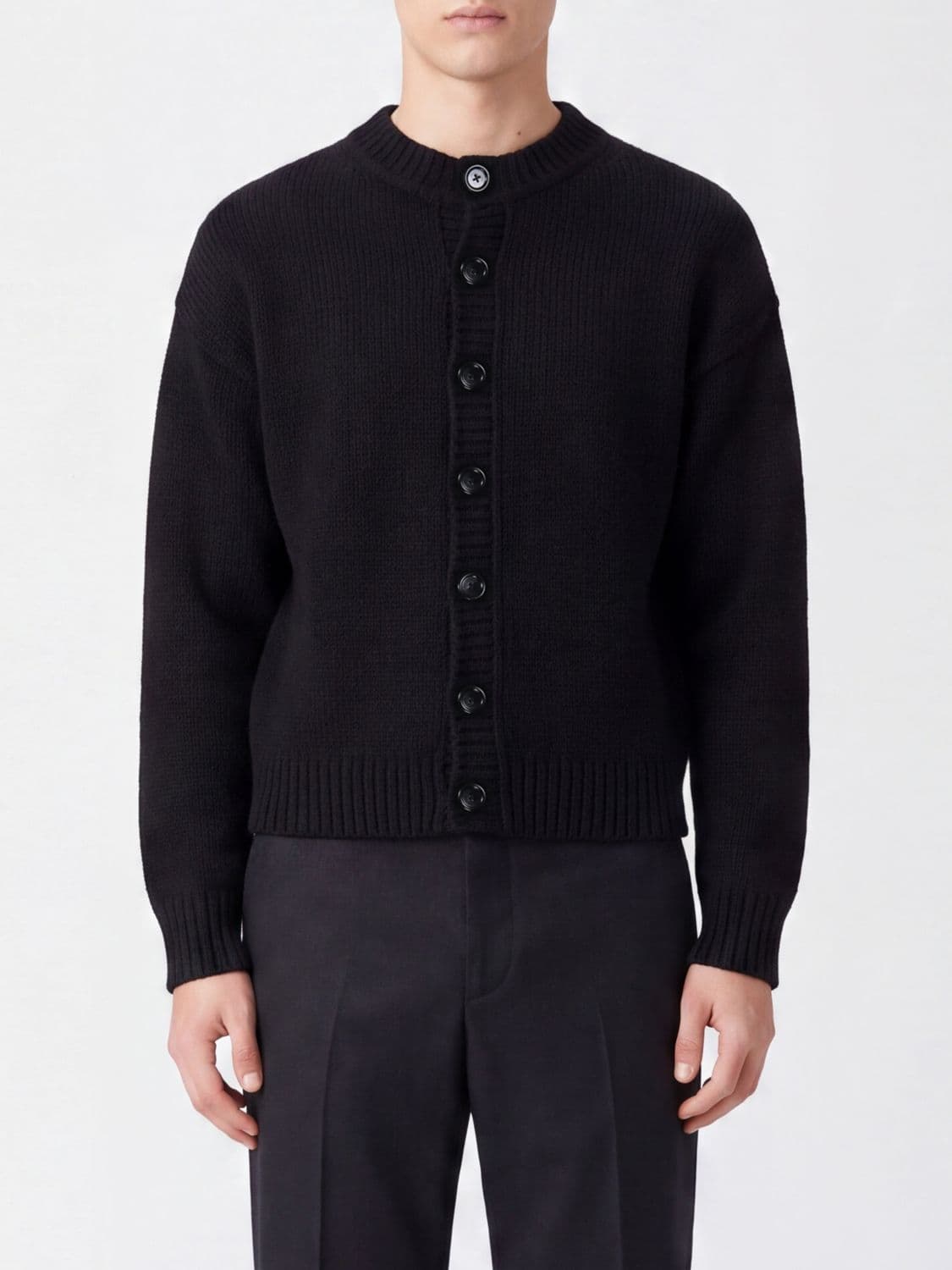 Our Legacy Relaxed Fit Crewneck Cardigan in Pure Merino Wool