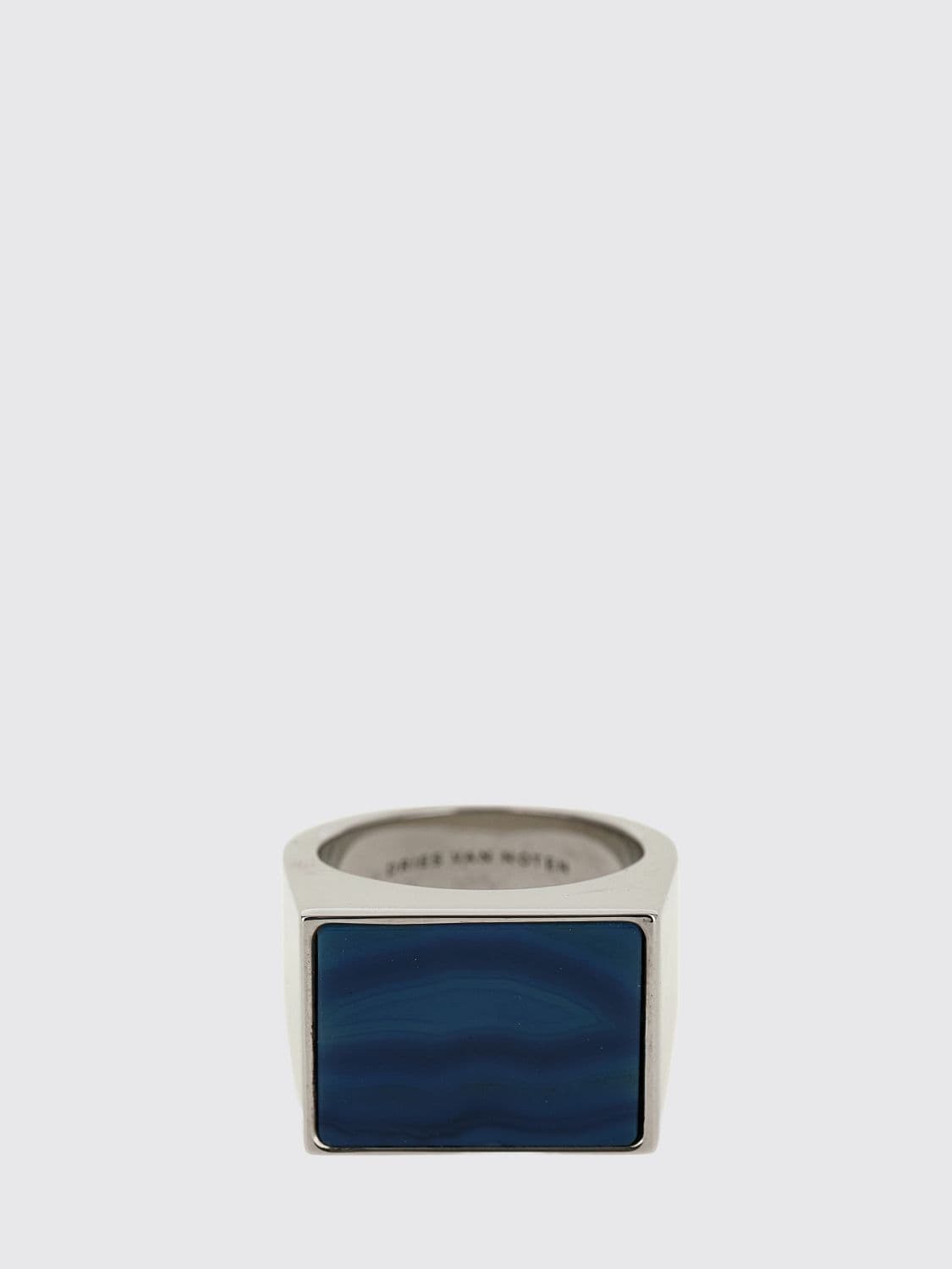Dries Van Noten Brass Ring with Rectangular-Cut Blue Natural Stone
