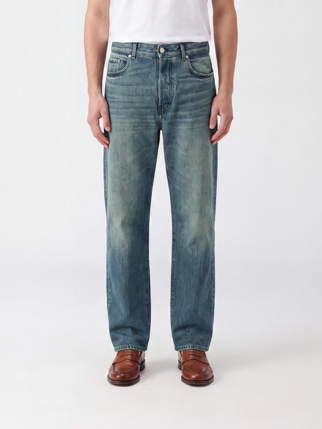 Dries Van Noten Straight-Fit Jeans in Blue Cotton Denim with a Mid-Rise Waist