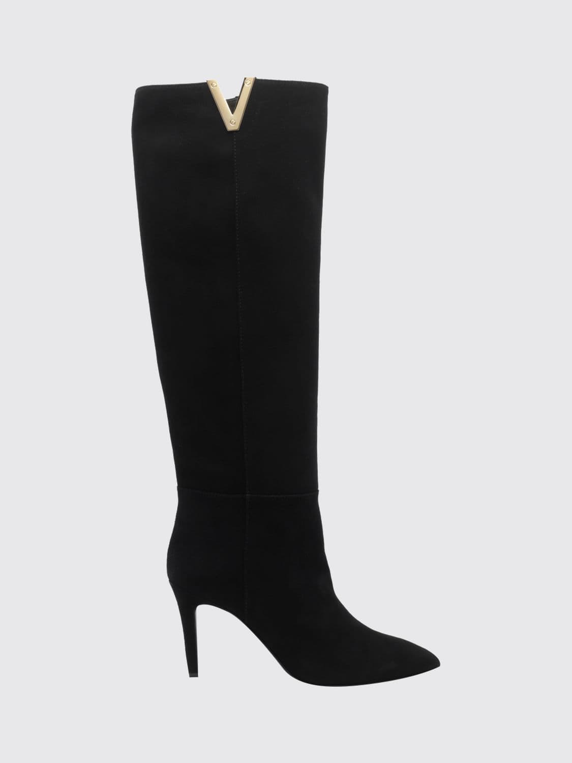 Via Roma 15 Suede Knee-High Boots with Stiletto Heel