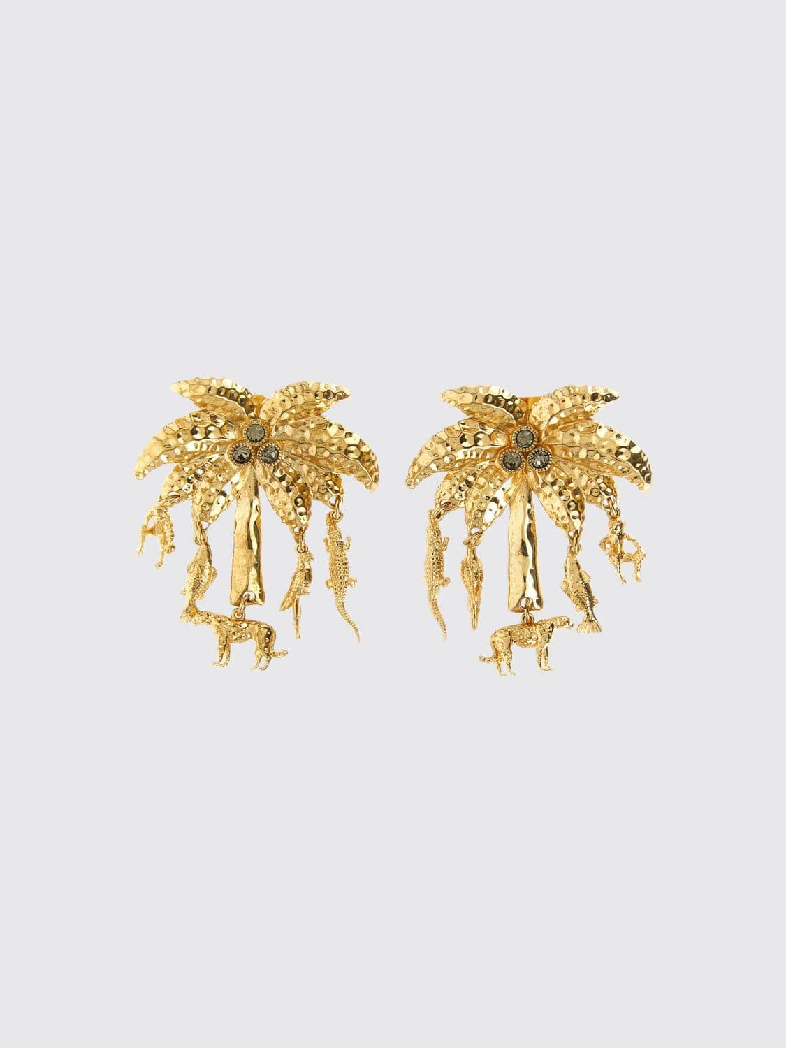 Jacquemus The Palmier Gold-Tone Brass Earrings with Charms and Crystals