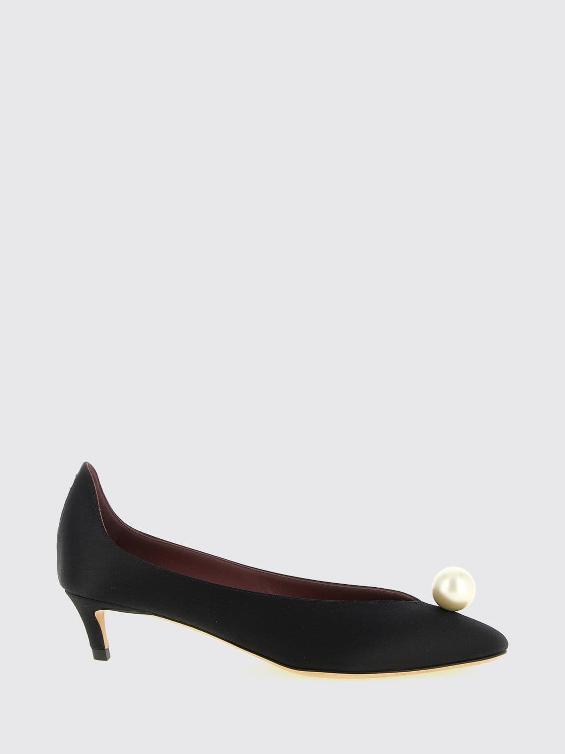 Magda Butrym Pearl-Embellished Satin Pumps with a Low Curved Heel