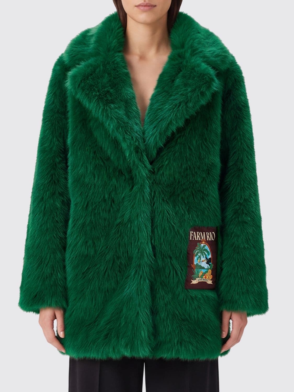 Farm Rio Fur Coat Woman color Green