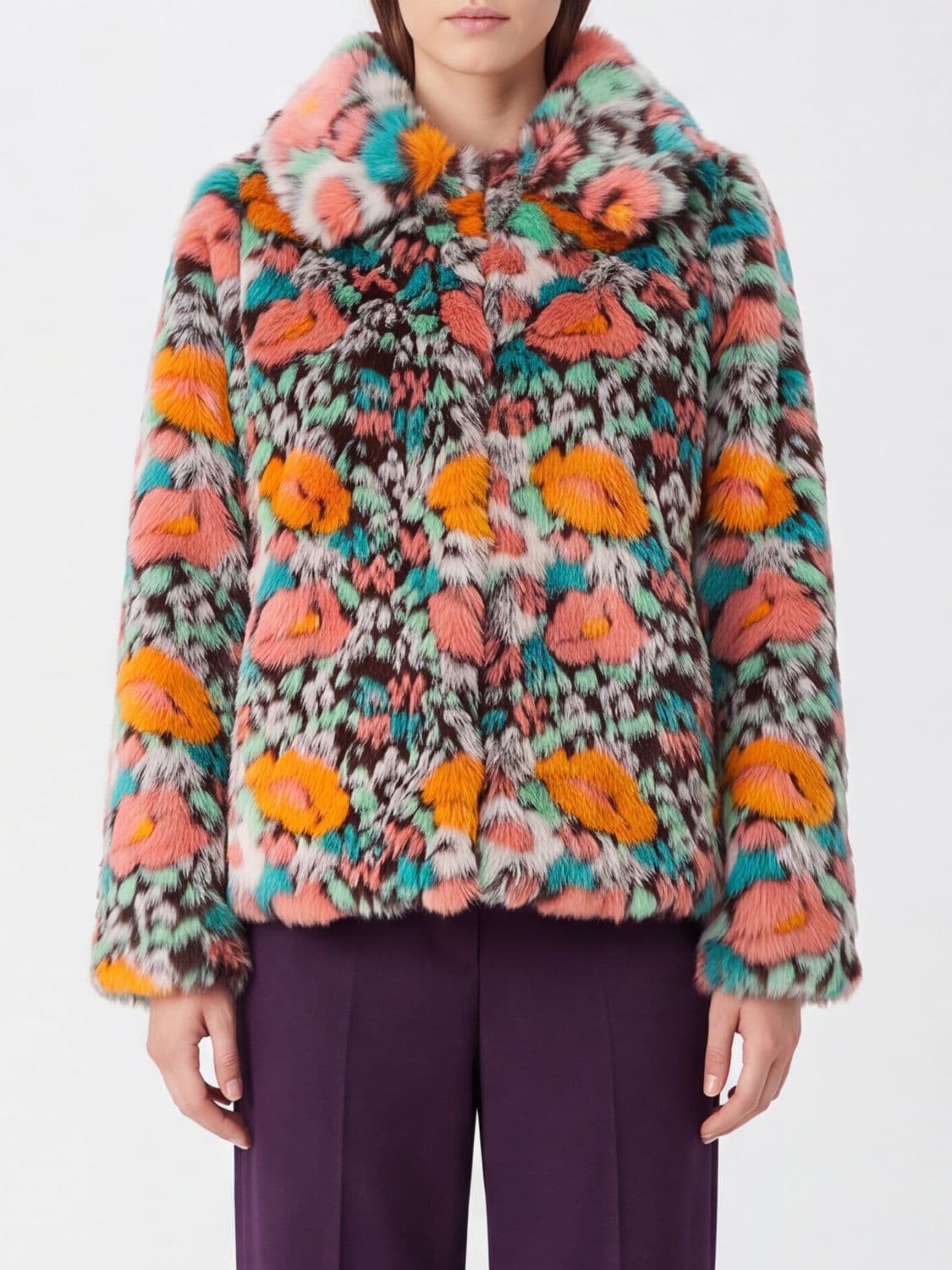 Farm Rio Fur Coat Woman color Multicolor