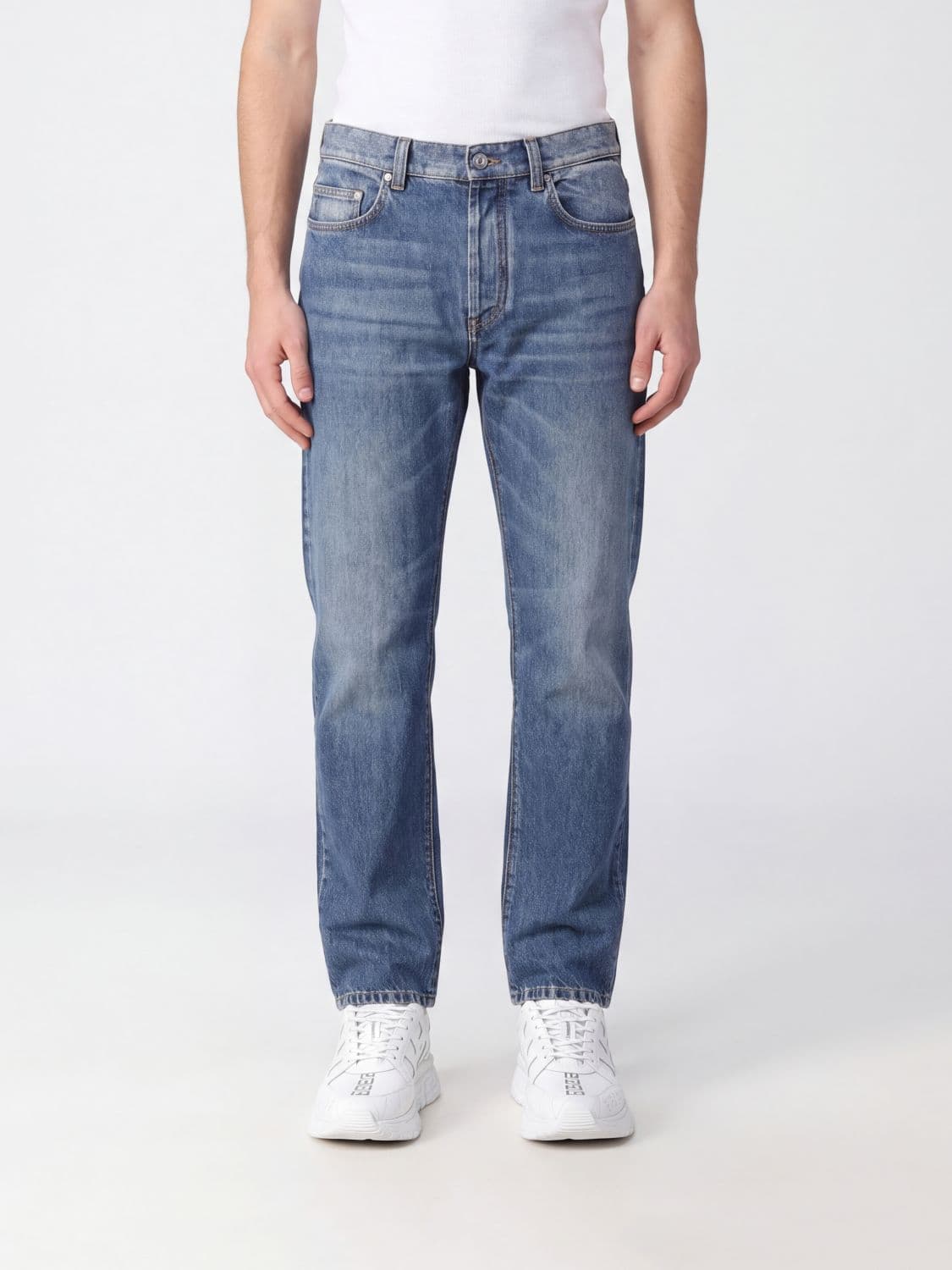 Versace Straight Fit Five-Pocket Cotton Denim Jeans