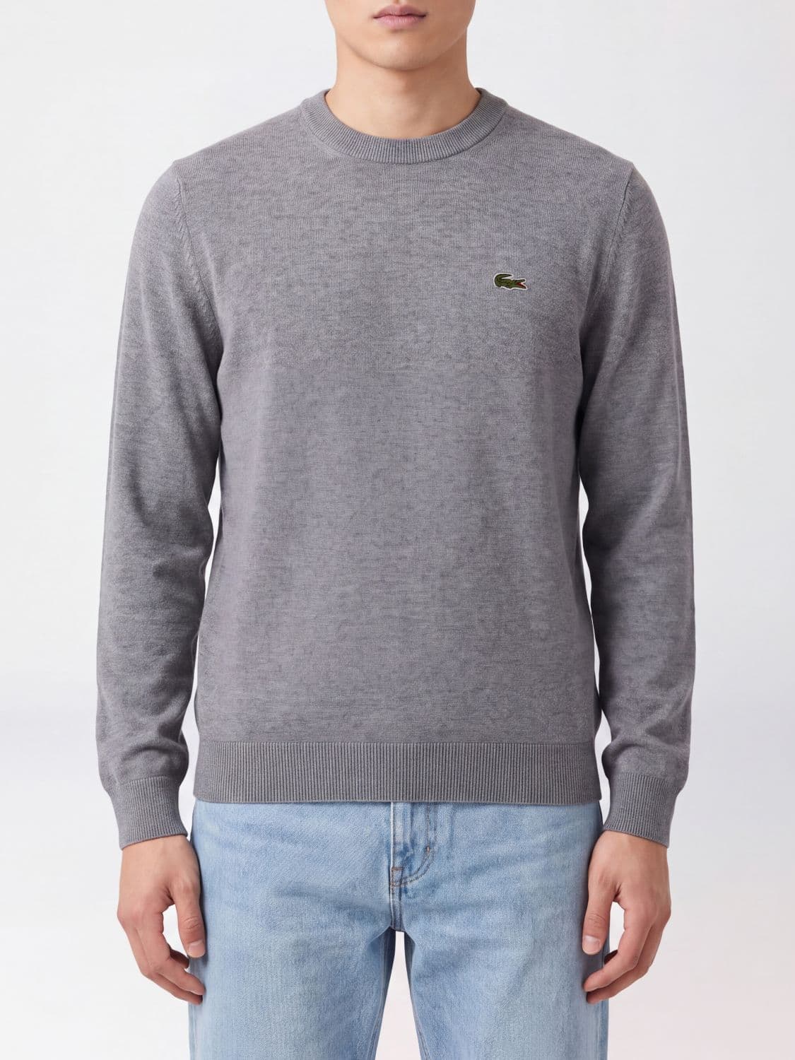 Lacoste Crew Neck Cotton Blend Jumper with Contrasting Logo Patch
