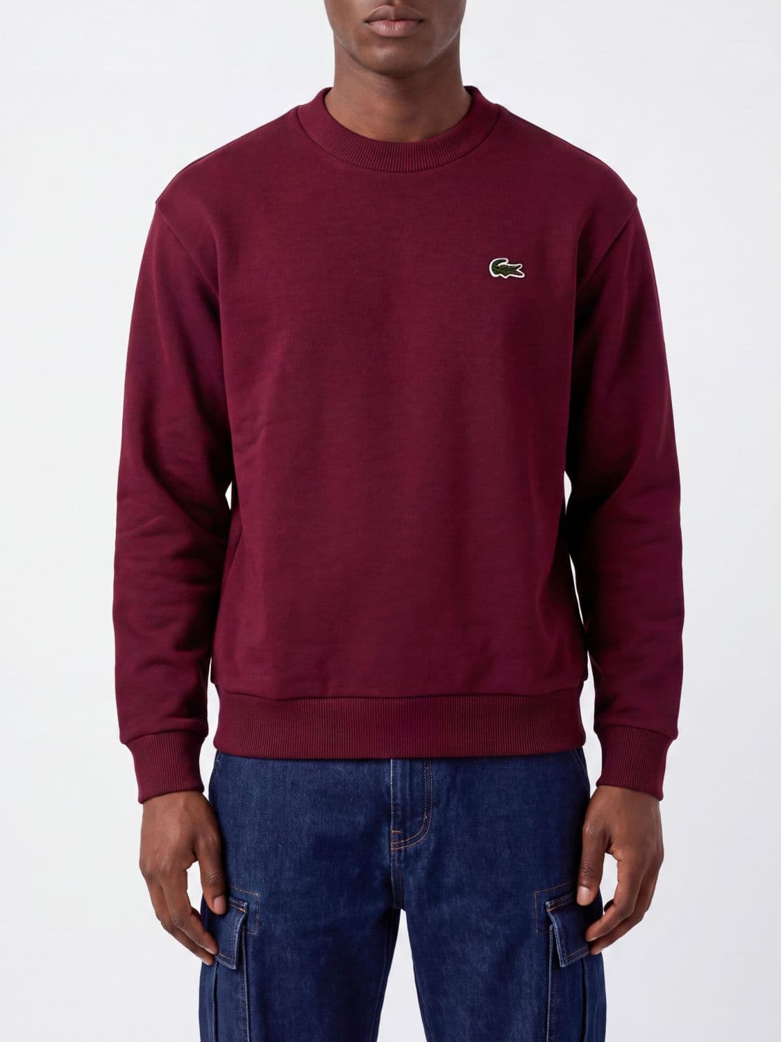 Lacoste Crewneck Cotton-Blend Jumper with Contrast Logo