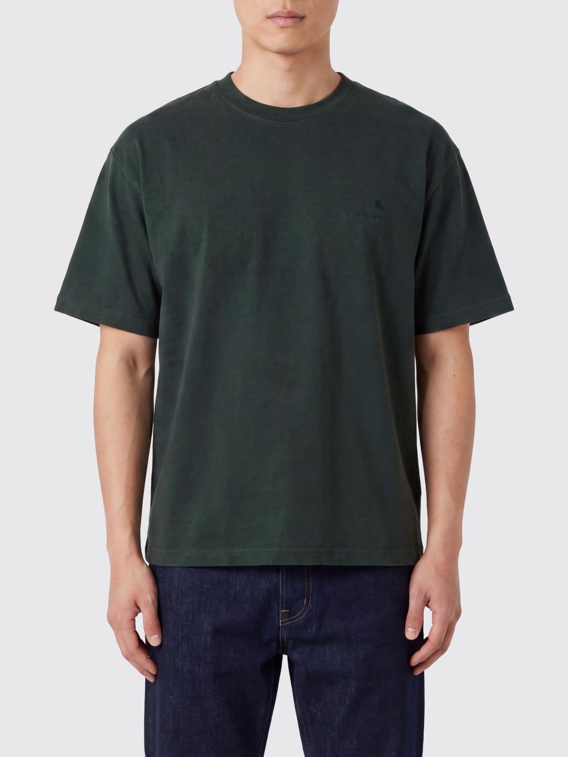Carhartt Wip Relaxed Fit Cotton T-Shirt with Tone-on-Tone Embroidered Logo