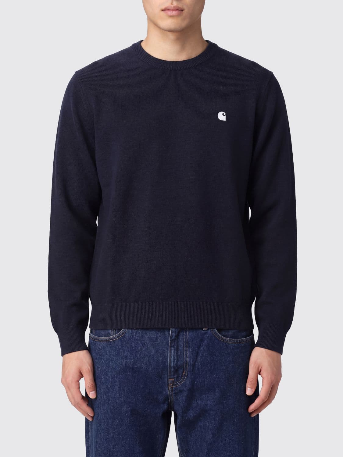 Carhartt Wip Wool Blend Crewneck Jumper with Contrast Embroidered Logo