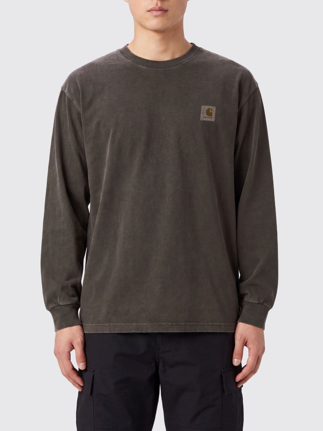Carhartt Wip Dropped Shoulder Long-Sleeved Cotton T-Shirt with Logo