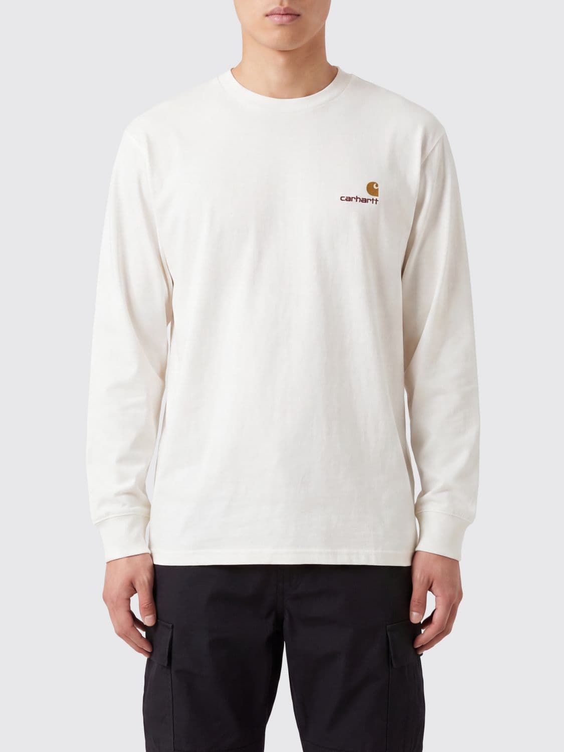 Carhartt Wip Dropped Shoulder Long-Sleeved Cotton T-Shirt with Logo