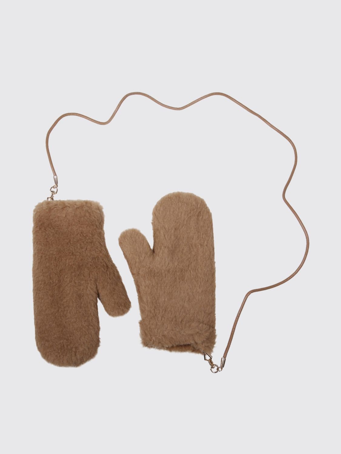 Max Mara Gloves in a Precious Camel and Silk Blend with Spring Clip