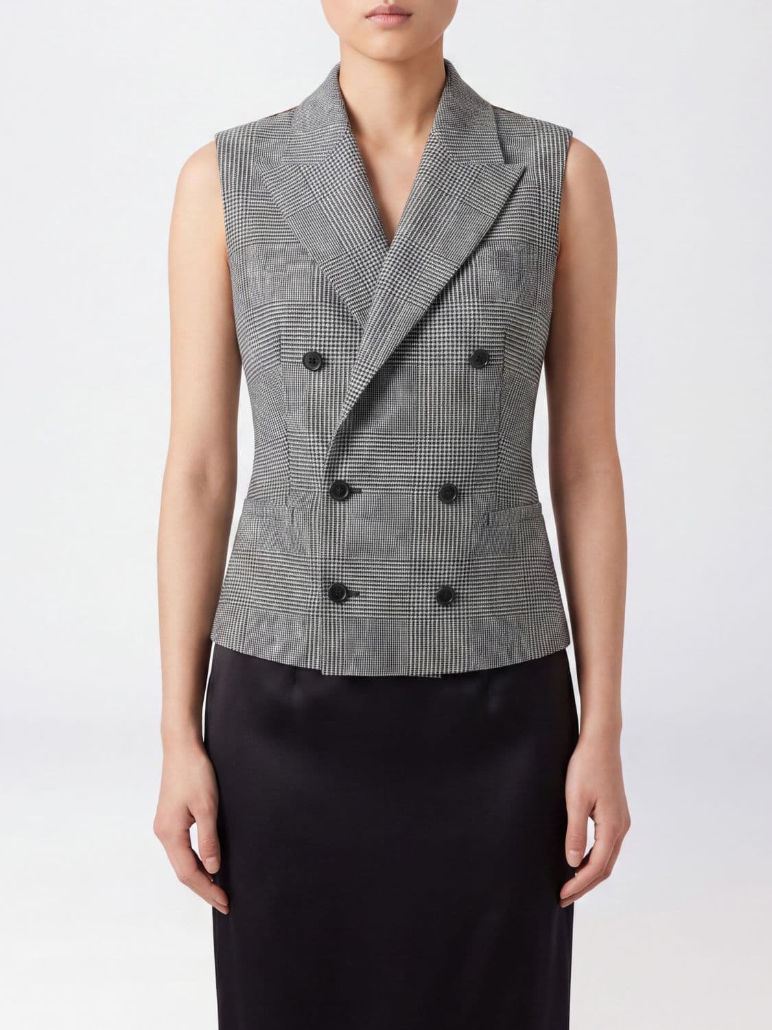 Dolce & Gabbana Double-Breasted Houndstooth Wool Tailored Waistcoat
