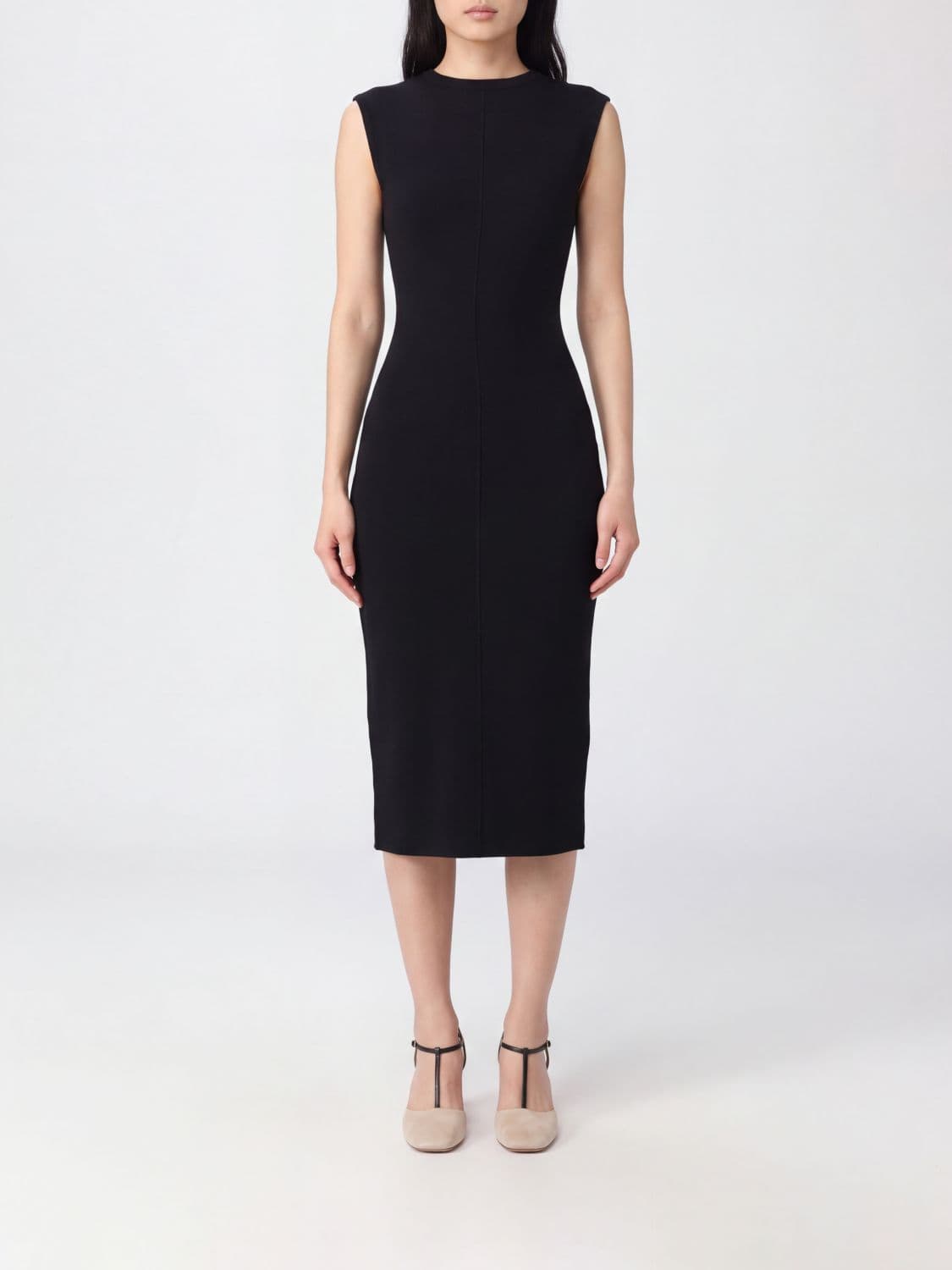Jacquemus Sleeveless Slim-Fit Midi Sheath Dress with a Crew Neckline