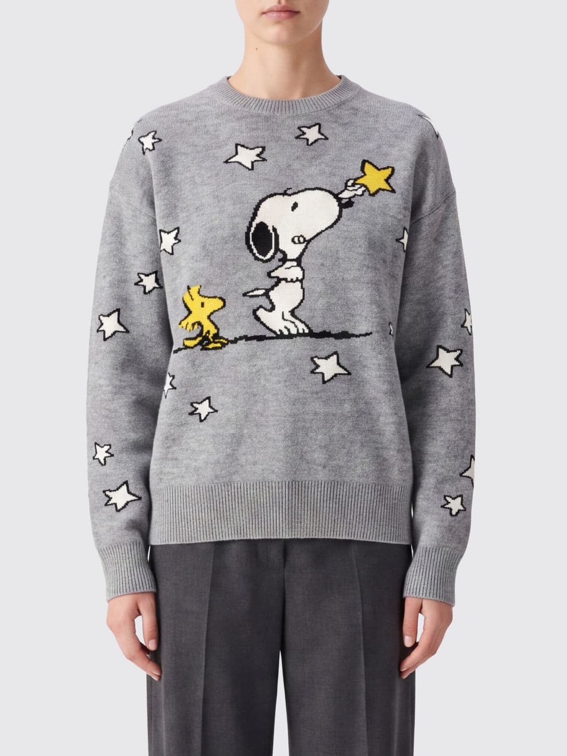 Mc2 Saint Barth Graphic Print Wool and Cashmere Blend Crewneck Jumper