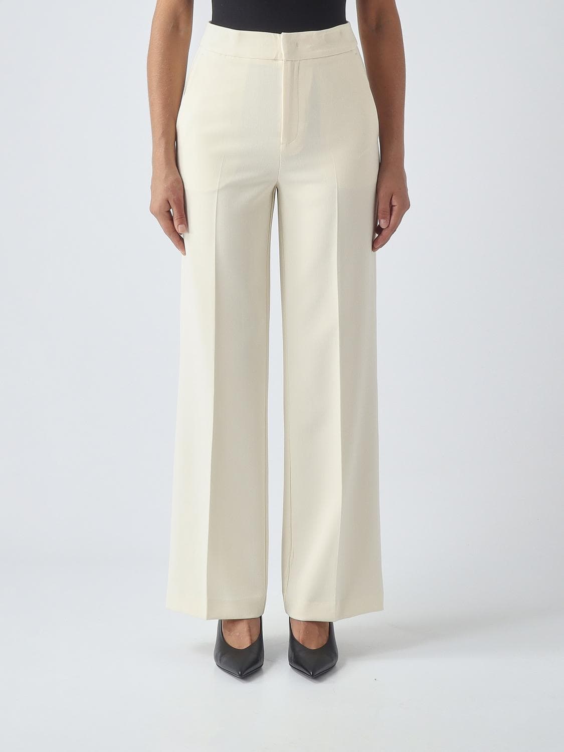 Twinset High-Waisted Wide Leg Viscose Blend Trousers