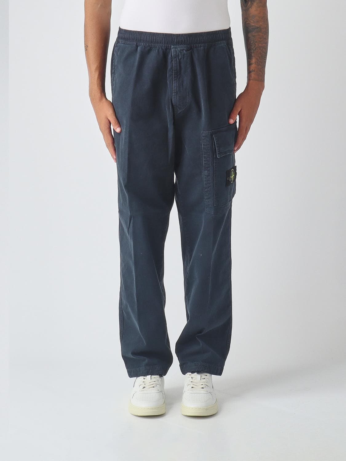 Stone Island Straight-Leg Stretch-Cotton Cargo Trousers with Logo