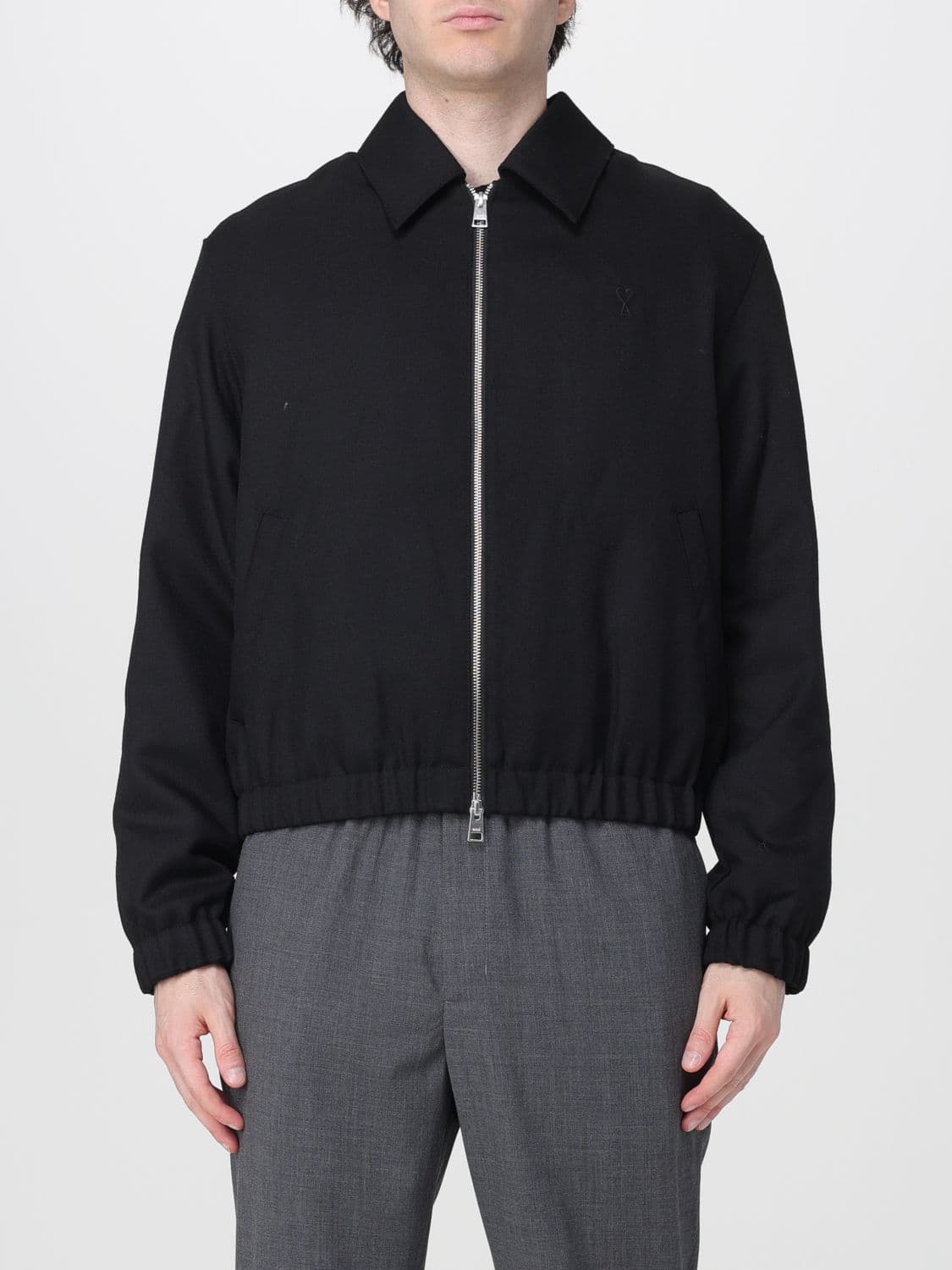 Ami Paris Wool Shirt Jacket with Zip Closure and an Elasticated Hem