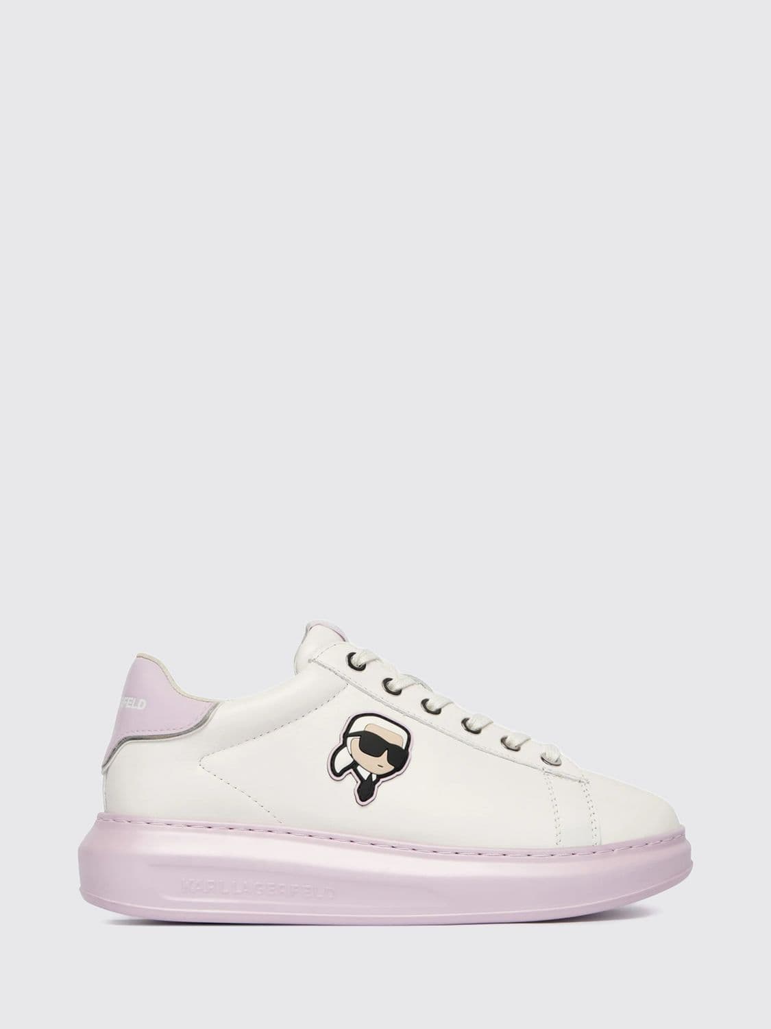 Karl Lagerfeld Graphic Print Calf Leather Low-Top Sneakers with Round Toe